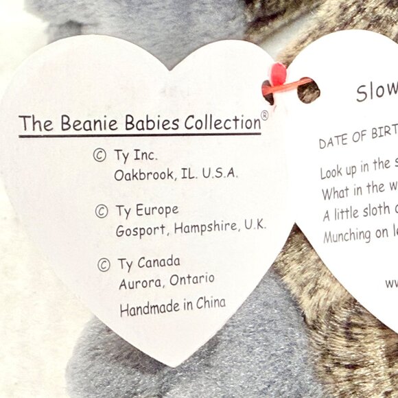 Ty Beanie Babies Slowpoke Sloth Plush Toy w/All Tags and Heart Protector (1999) - Picture 6 of 9